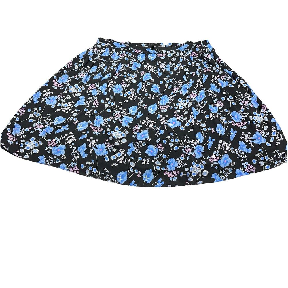 TALBOTS PLEATED WILDFLOWERS MIDI SKIRT Size 20W Black & Blue Floral